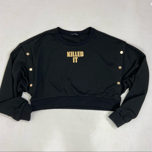 Fashion nova “killed it” black studded sweatshirt - Picture 4 of 8